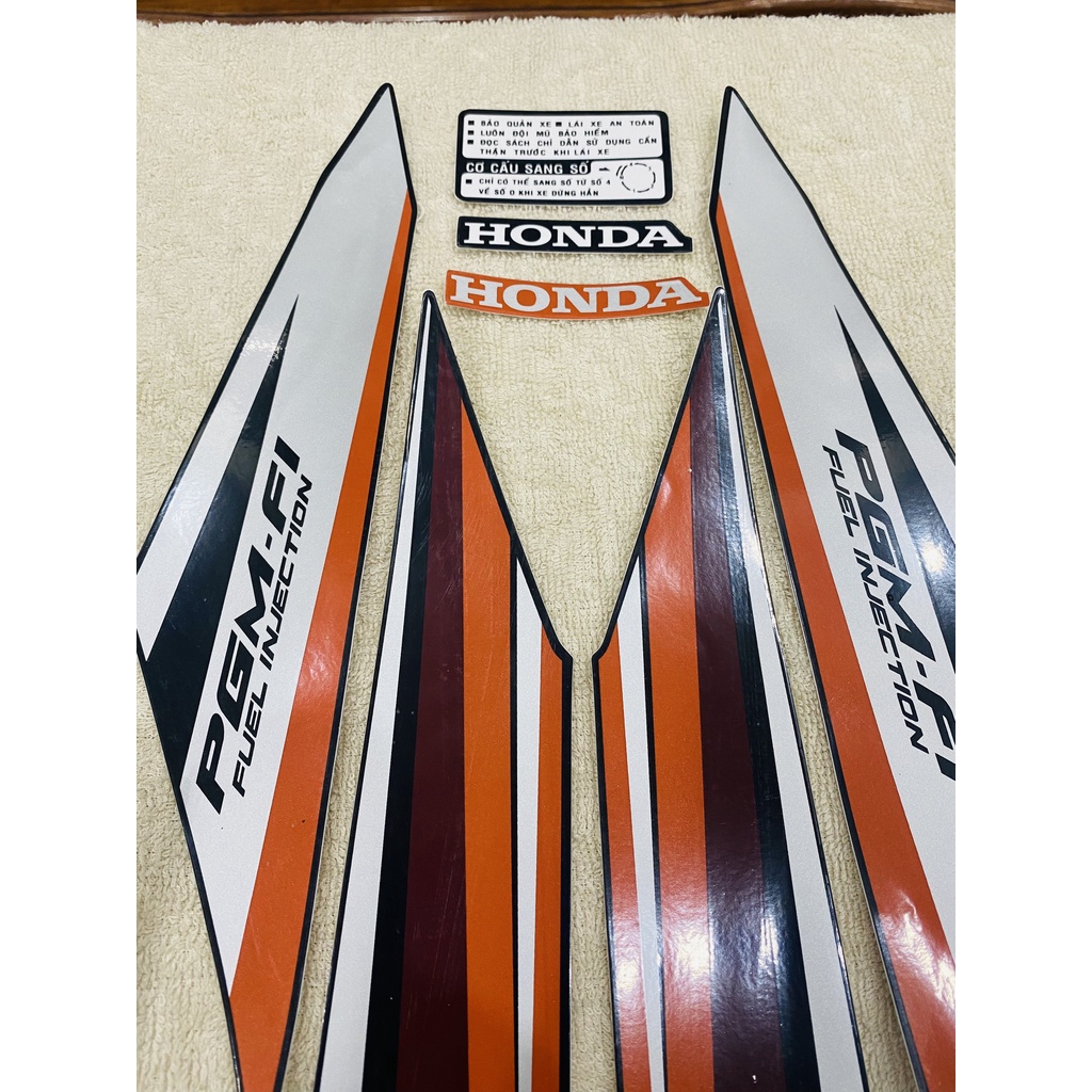 Bộ tem 3 lớp decal dán xe máy honda rsx 110 fi đời 2014 màu cam đen siêu đẹp