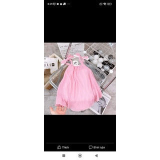 Váy xếp ly cho bé, nơ vai