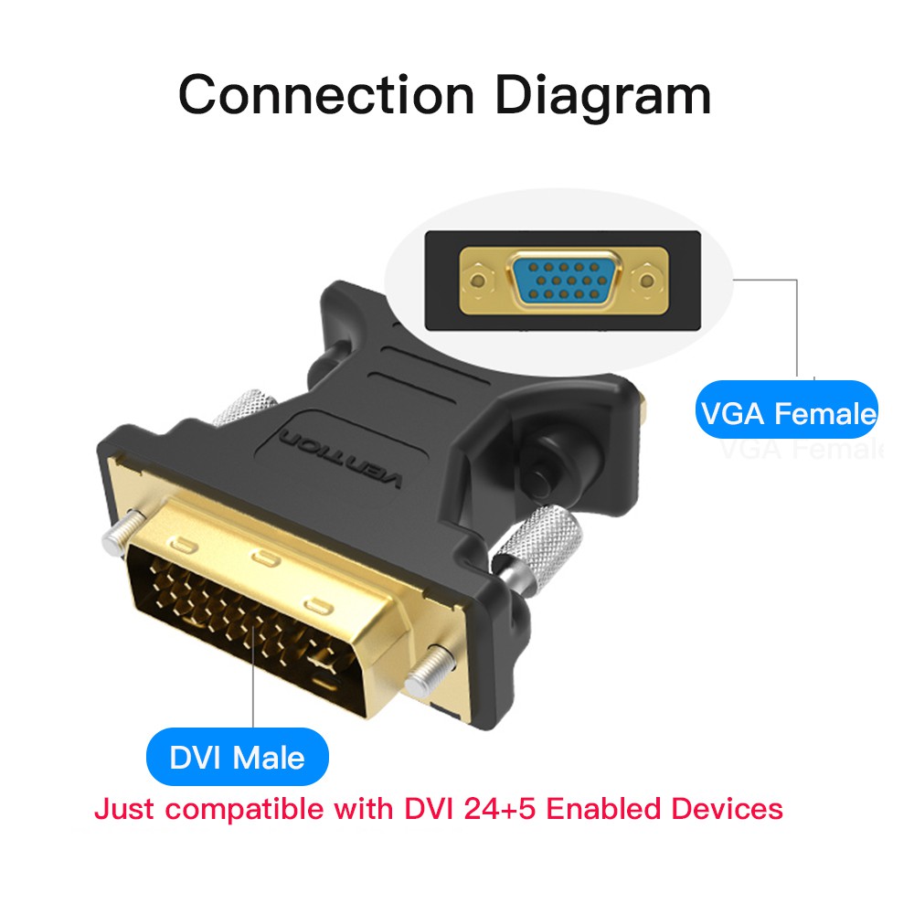 Đầu chuyển đổi VENTION DVI-I 24+5 sang VGA DVI I và VGA HD15 dành cho máy tính đồ hoạ | BigBuy360 - bigbuy360.vn