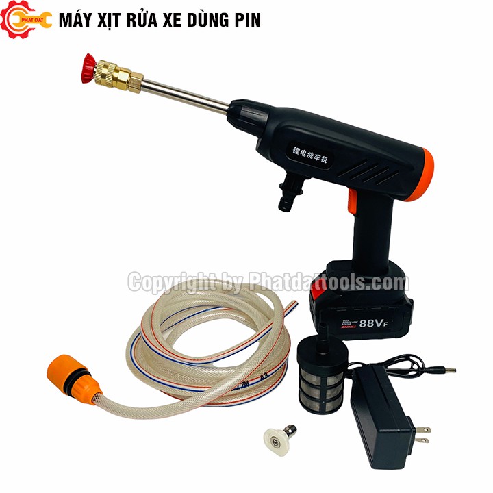 Máy Rửa Xe Dùng Pin-Hàng Cao Cấp Chính Hãng-Đầy Đủ Phụ Kiện-Bảo Hành 6 Tháng