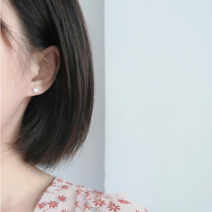 1 đôi bông tai mạ bạc 925 hình hoa anh đào 3D đơn giản thời trang cho nữ