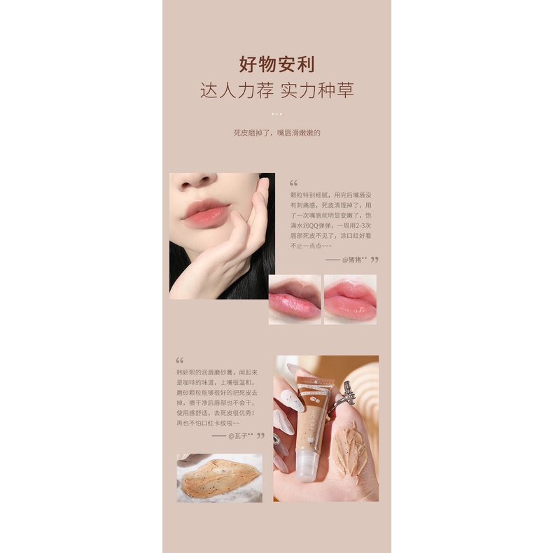 Kem tẩy tế bào chết cà phê Heyxi làm sạch các vết son thừa trên môi, Kem Heyxi tẩy tế bào chết chiết xuất Cafe dưỡng ẩm