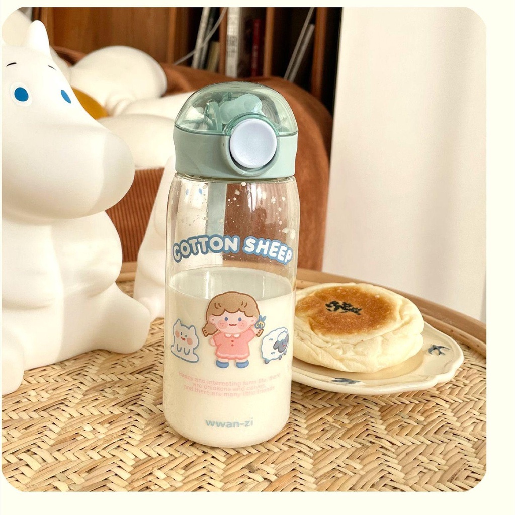Bình Nước Bằng Nhựa Dung Tích 450ML Chống Rò Rỉ Dành Cho Trẻ Em
