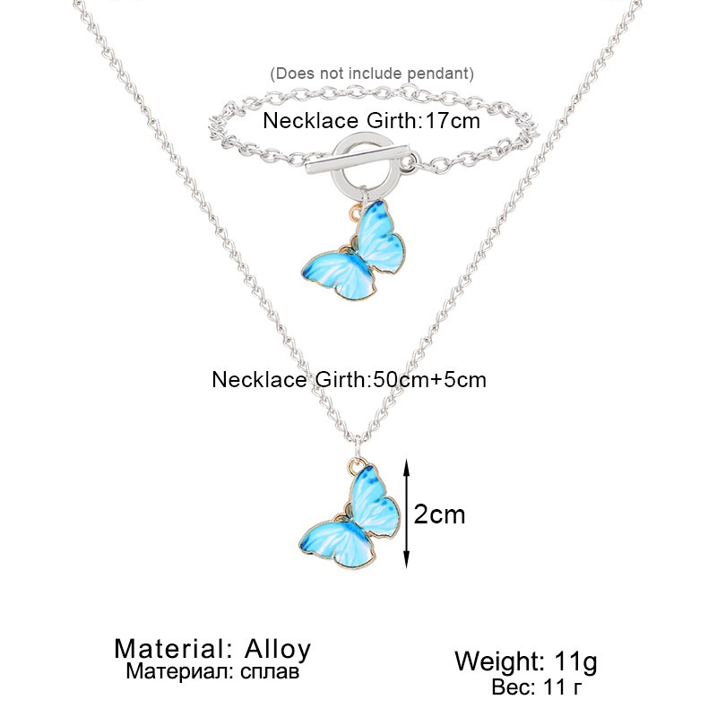 Vòng Đeo Tay Dạng Chuỗi Xích Phối Mặt Hình Bướm Xanh Dương Phong Cách Hàn Quốc Cổ Điển Quyến Rũ Thời Trang Cho Nữ