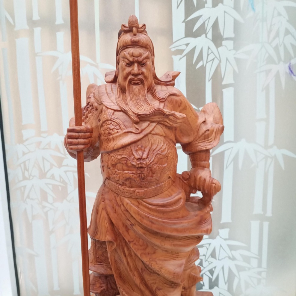 Tượng Quan vân trường Quan công cao 50 gỗ hương đá (Cao 50, rộng 19, sâu 13 cm)
