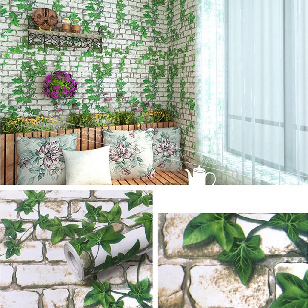 Giấy dán tường giả gạch 3d trắng đỏ , miếng dán tường giả gạch đủ mẫu sẵn keo cuộn 45cmx10m