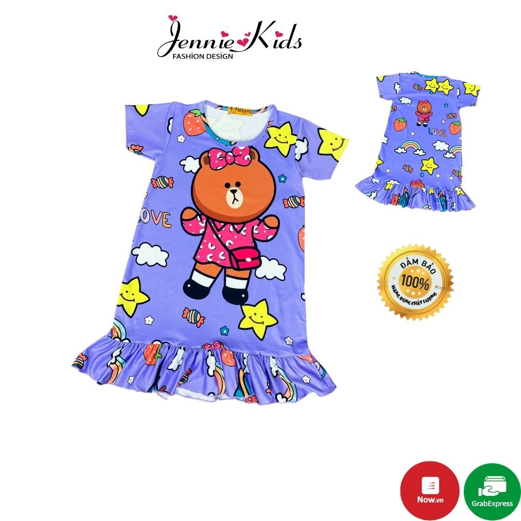 Váy bé gái,đầm bé gái size nhỡ 16-32kg,vải 3D cotton Jennie kids J405