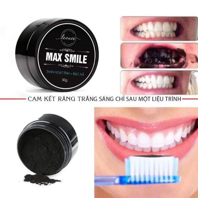 Than hoạt tính trắng răng MAX SMILE khử mồi hôi miệng, giảm ố vàng, răng trắng tự nhiên, dễ dàng sử dụng