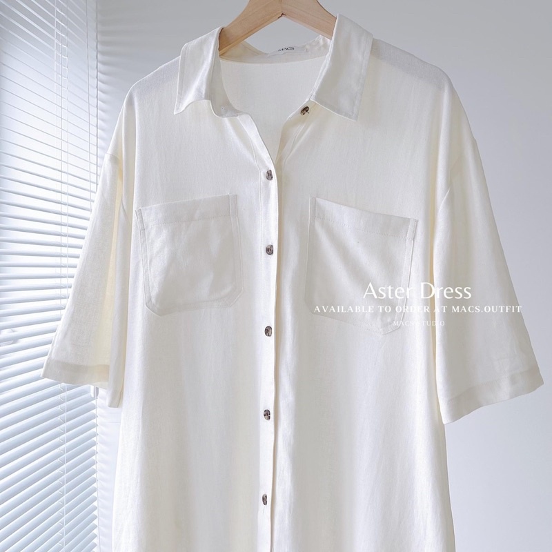 VÁY SƠ MI MÀU VÀNG - TRẮNG DÁNG SUÔNG CHO NỮ