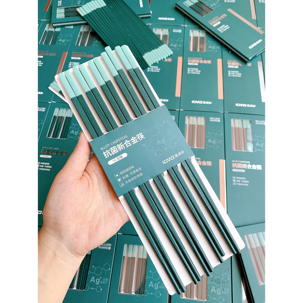 SET 10 ĐÔI ĐŨA NHỰA KHÁNG KHUẨN KMD MÀU XANH MINT