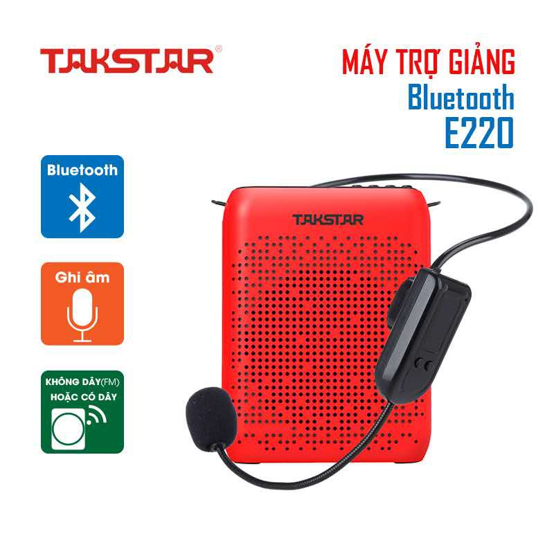 Máy trợ giảng không dây Takstar E220 FM, Bluetooth, Mầu đỏ Hàng chính hãng