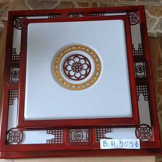 Đèn trang trí gắn trần thân gỗ ốp Mica