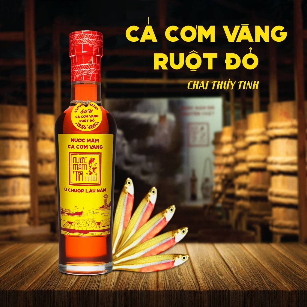 [MUA 4 TẶNG 1 BÌNH RÓT] Nước Mắm Tĩn Cá Cơm Vàng Ruột Đỏ Độ Đạm 60N Chai Thuỷ Tinh 250ml Nước Mắm Truyền Thống Sạch