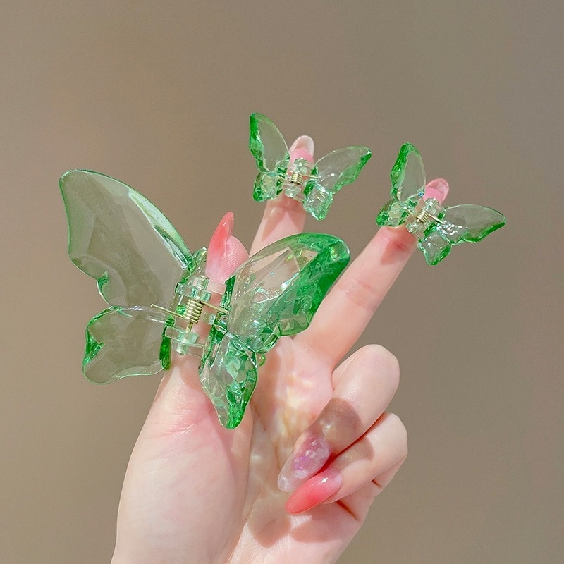 Set 3 Kẹp Tóc Càng Cua Cỡ Lớn Hình Bướm Màu Sáng Thời Trang Mùa Hè Hàn Quốc Cho Nữ