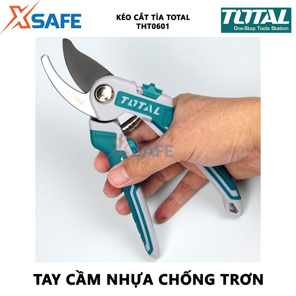 Kéo cắt tỉa cành TOTAL THT0601 | Kéo cắt tỉa kích thước 8,5&quot; (220mm) khung kim loại hoàn toàn, bền hơn  làm việc cắt