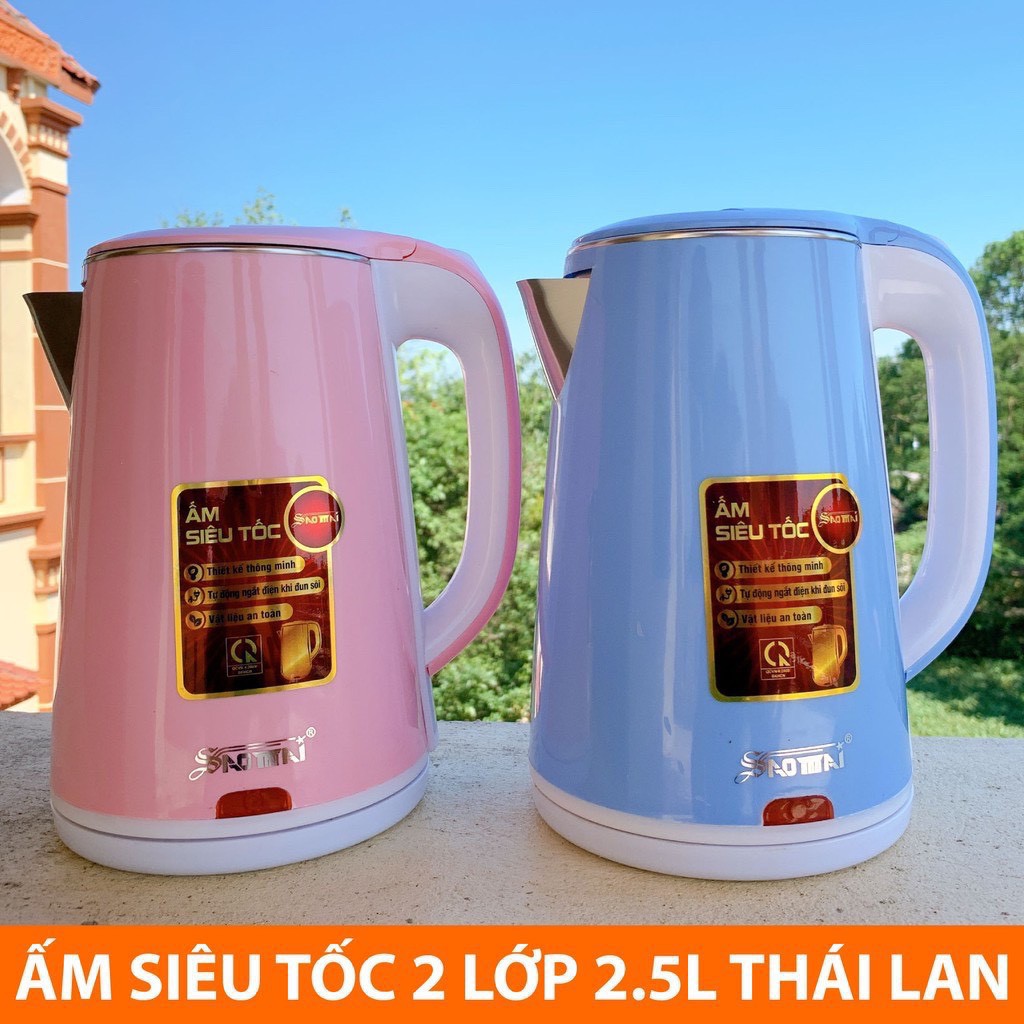 Ấm Siêu Tốc Đun Nước Thái Lan 2.5 Lít - Ấm đun nước siêu tốc chống nóng, chống giật, Tự Động Ngắt Khi Sôi - BH 12 tháng