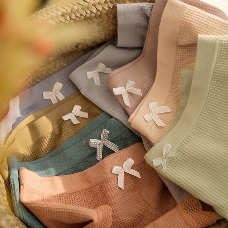 Quần Lót Nữ Cotton Kháng Khuẩn Đính Nơ Viền Ren Dễ Thương 032