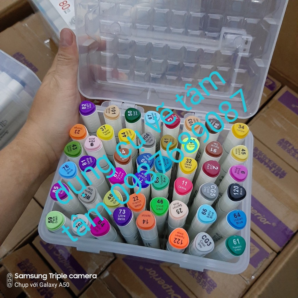 [ TÂM TÂM ]-Marker touch soft head bộ 48 màu hộp nhựa (Tặng giấy mẫu test màu)-