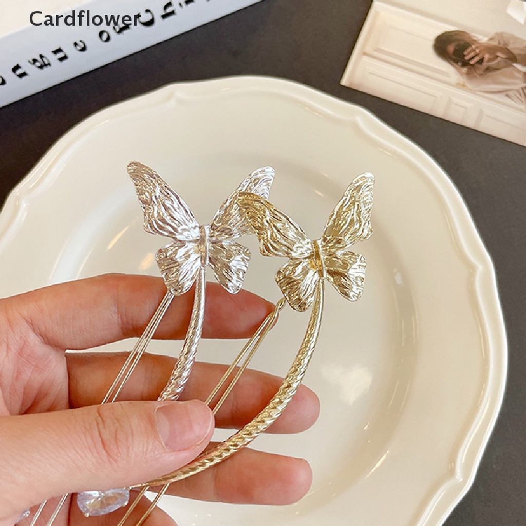 &lt; Cardflower &gt; Kẹp Tóc Kim Loại Cong Đính Ngọc Trai Hình Bướm Phong Cách Retro Đơn Giản Dành Cho Nữ