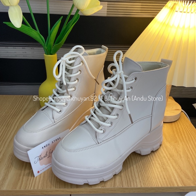 Giày thể thao da độn đế 9cm hàng L1  sẵn be 38