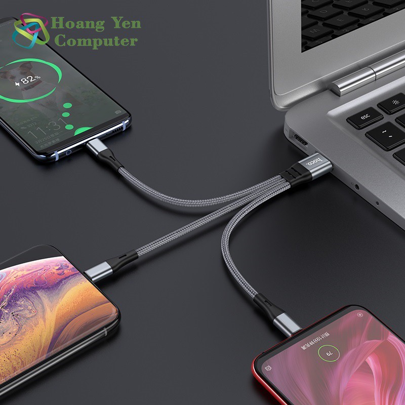 [25CM] Cáp Sạc Hoco X47 3 Đầu IPhone - Micro Usb - Type C Dây Dù Chống Đứt Dài 1M - BH 6 Tháng 1 đổi 1