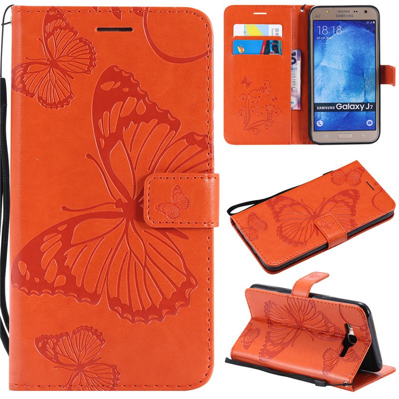 Bao da điện thoại dập nổi cánh bướm cho Samsung J7/J7 Prime | BigBuy360 - bigbuy360.vn