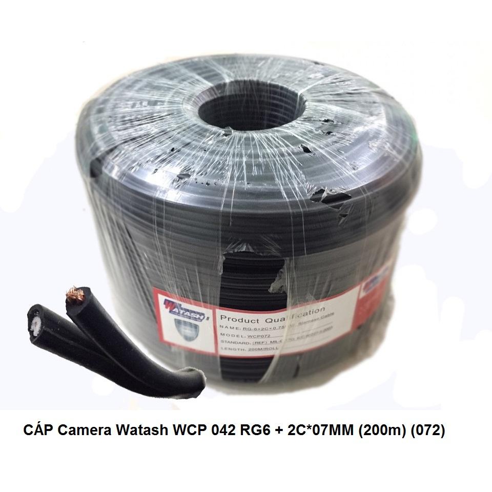 Thùng cáp Camera Watashi RG6 + 2c 100m WCP 071) cáp đồng trục CCTV có nguồn