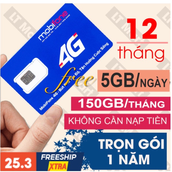 Sim 4g Mobifone trọn gói 16 tháng,180GB/tháng (6GB/ngày) và 270GB/tháng (9GB/ngày không cần nạp tiền, 12MAX90, 12MAX120