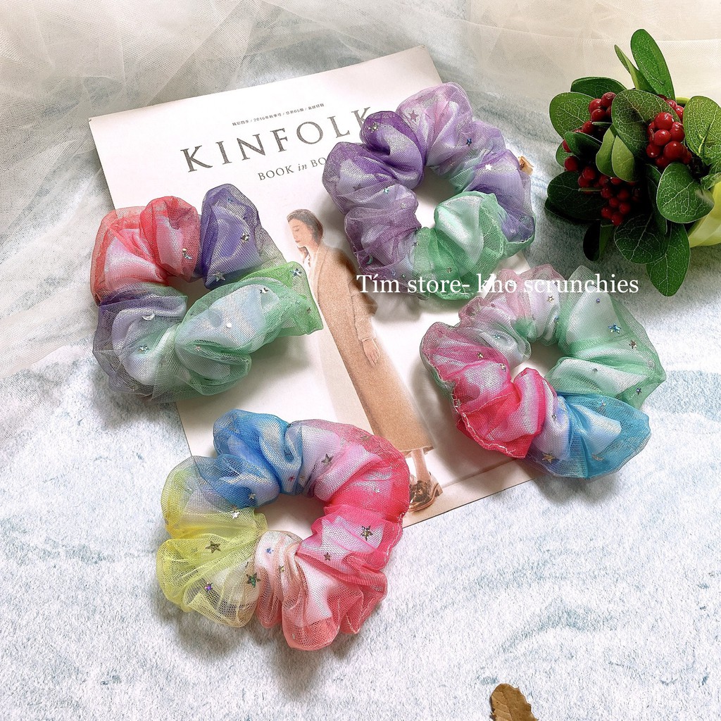 {Ảnh thật-Tím Store} BẢNG MÀU HOT MỚI -CỘT TÓC SCRUNCHIES GALAXY NGÀN SAO-  2 LỚP DÀY PHỒNG, KẸP TÓC HÀN ULLZANG