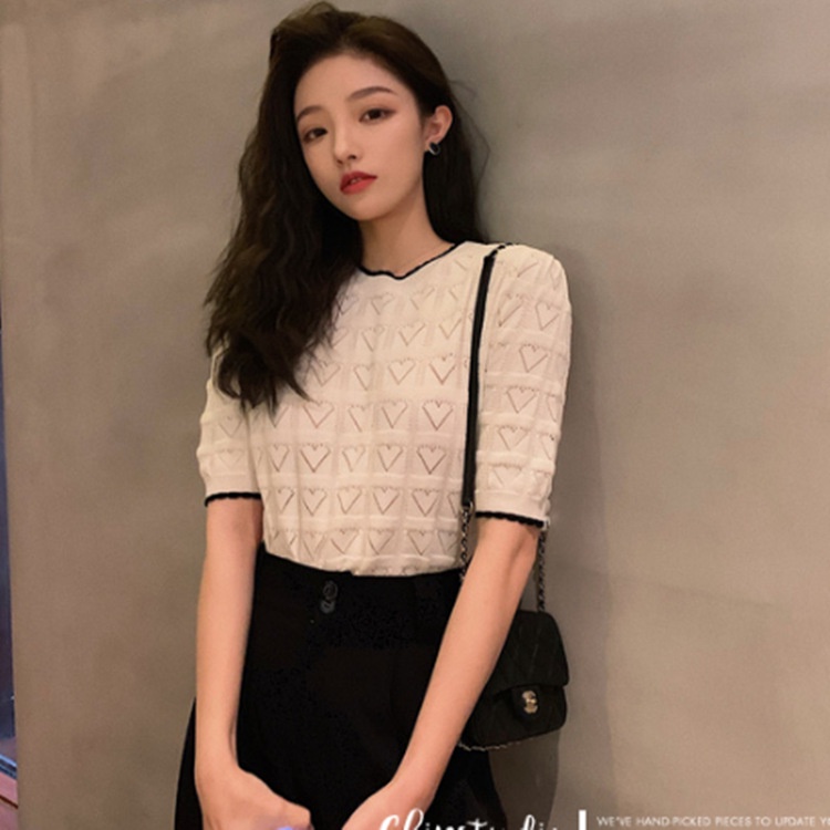 Áo Sweater Dệt Kim Chui Đầu Dáng Rộng Ngắn Màu Trắng Thời Trang Mùa Hè Phong Cách Hàn Quốc Cho Nữ