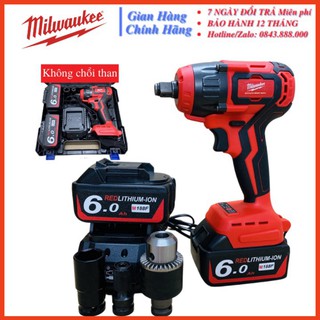 [CHÍNH HÃNG] Siết bulong milwaukee Không chổi than - Lực siết 480N.M -Tặng kèm 1 đầu chuyển siết bulong sang khoan + 1 đ
