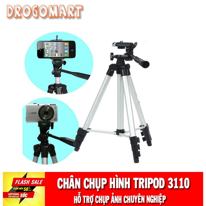 ( FREESHIP 99K ) Bộ Tripod TF-3110 Chân chụp hình máy ảnh, điện thoại Bảo Hành Chính Hãng 1 đổi 1