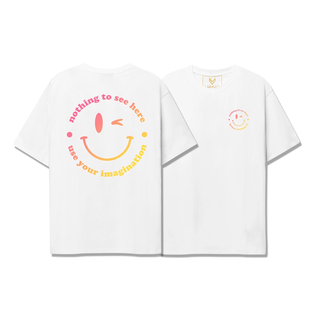 Áo thun LAEMAO chất liệu cotton tay lỡ form oversize SMILEY