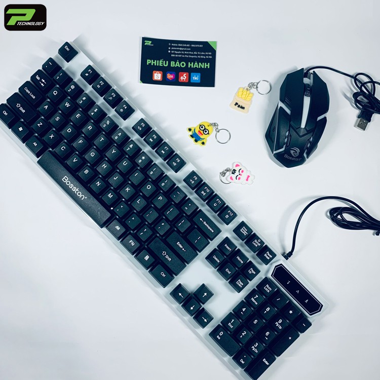 Bộ Bàn Phím Gaming Có Dây Kèm Chuột Máy Tính Bosston Có LED 7 Màu Ấn Tượng