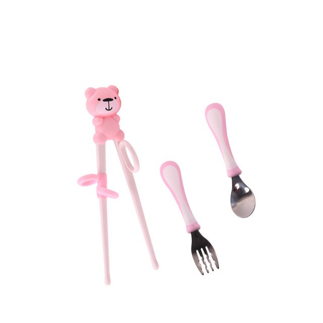 Set bộ dụng cụ tập ăn thìa, nĩa/dĩa và đũa cho bé từ 1 - 5 tuổi