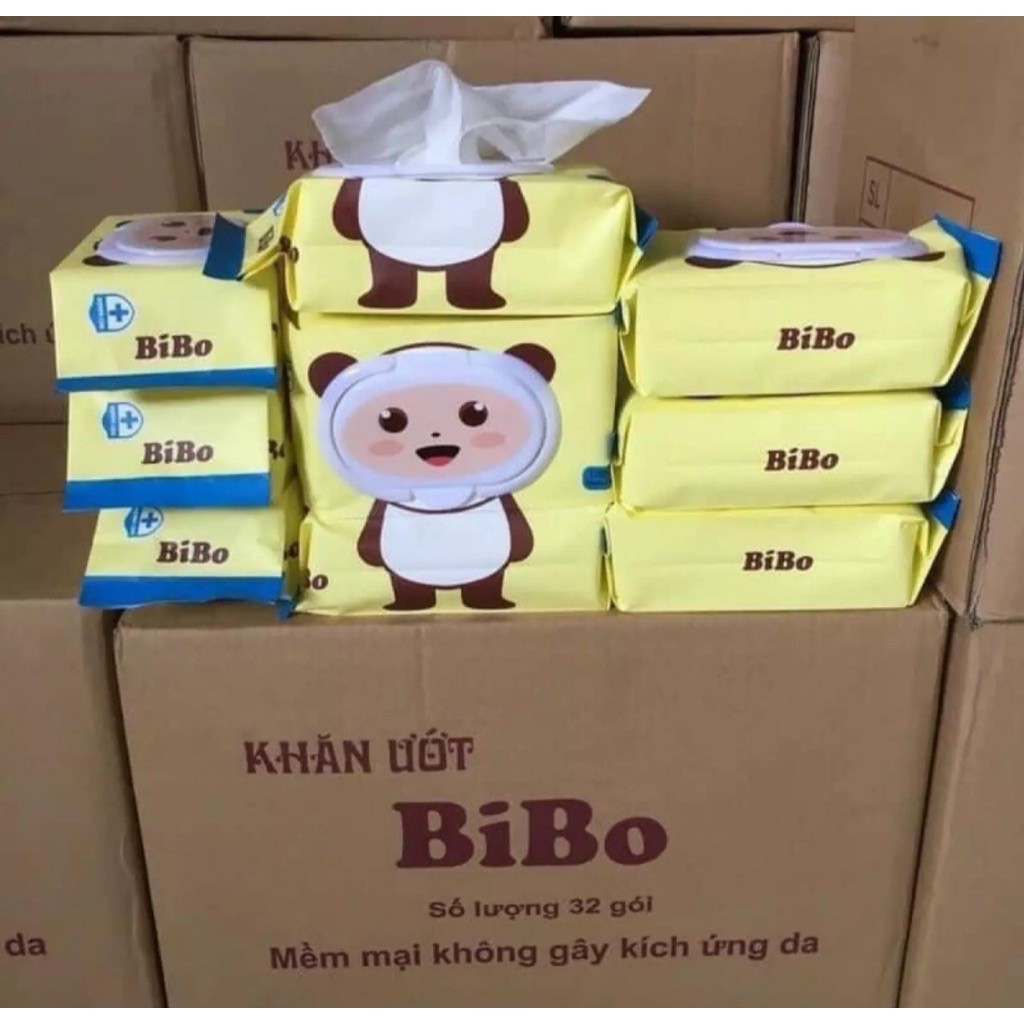 Khăn Giấy Ướt BiBo Không Mùi - An Toàn Cho Sức Khoẻ ( Bịch 100 Tờ)