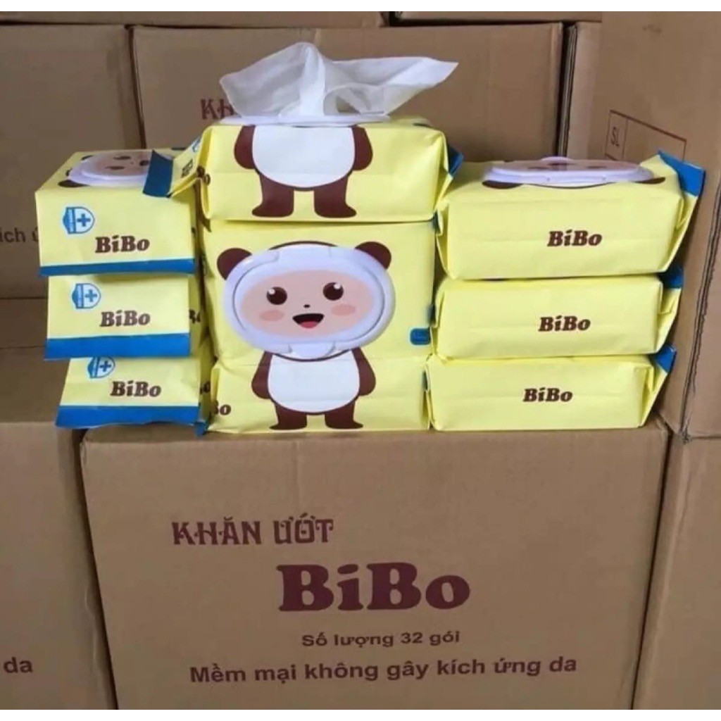 ￼Khăn Giấy Ướt BiBo Không Mùi - An Toàn Cho Sức Khoẻ ( Bịch 100 Tờ)