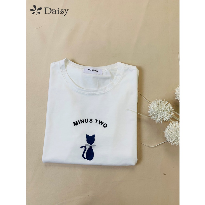 Áo thun trắng nhiều mẫu hình, Áo phông unisex ngắn tay Daisy