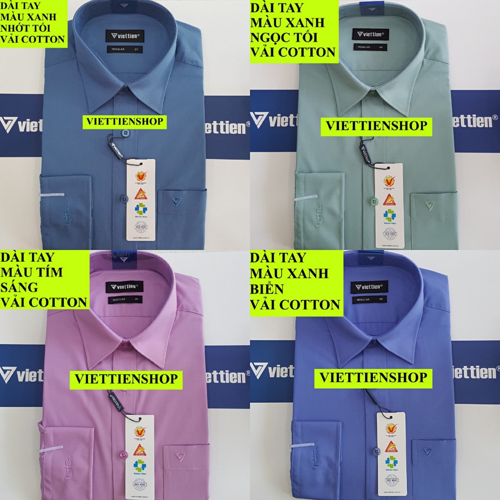 ÁO SƠ MI VIỆT TIẾN DÀI TAY MÀU TRƠN