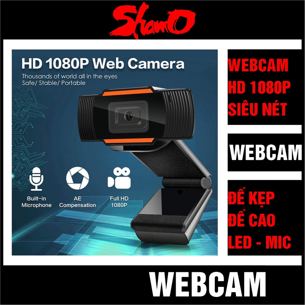 Webcam HD 1080P và 720P  siêu nét – Có Mic và đèn Led hỗ trợ học trực tuyến – Hình siêu nét - Bảo hành 12 tháng