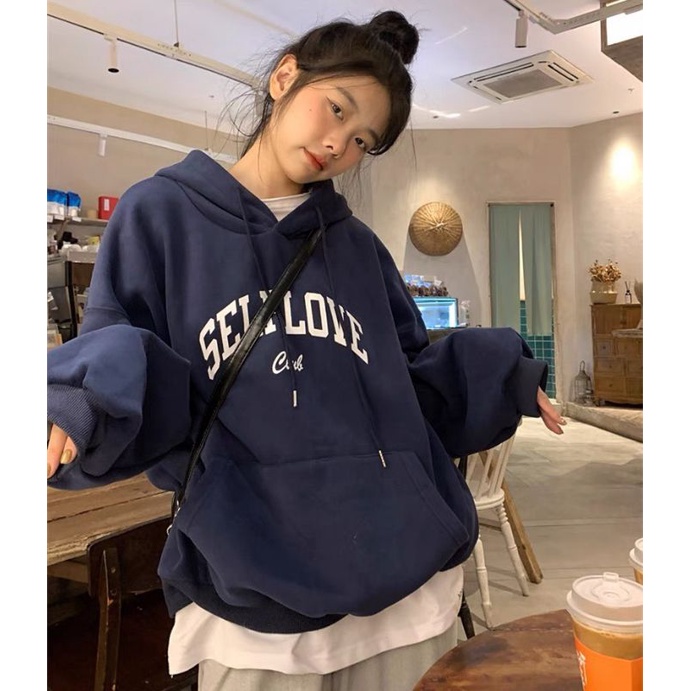 Áo hoodie nam nữ,Áo sweater nỉ nam nữ from rộng Unisex chất nỉ ngoại siêu dày dặn in XANH BE