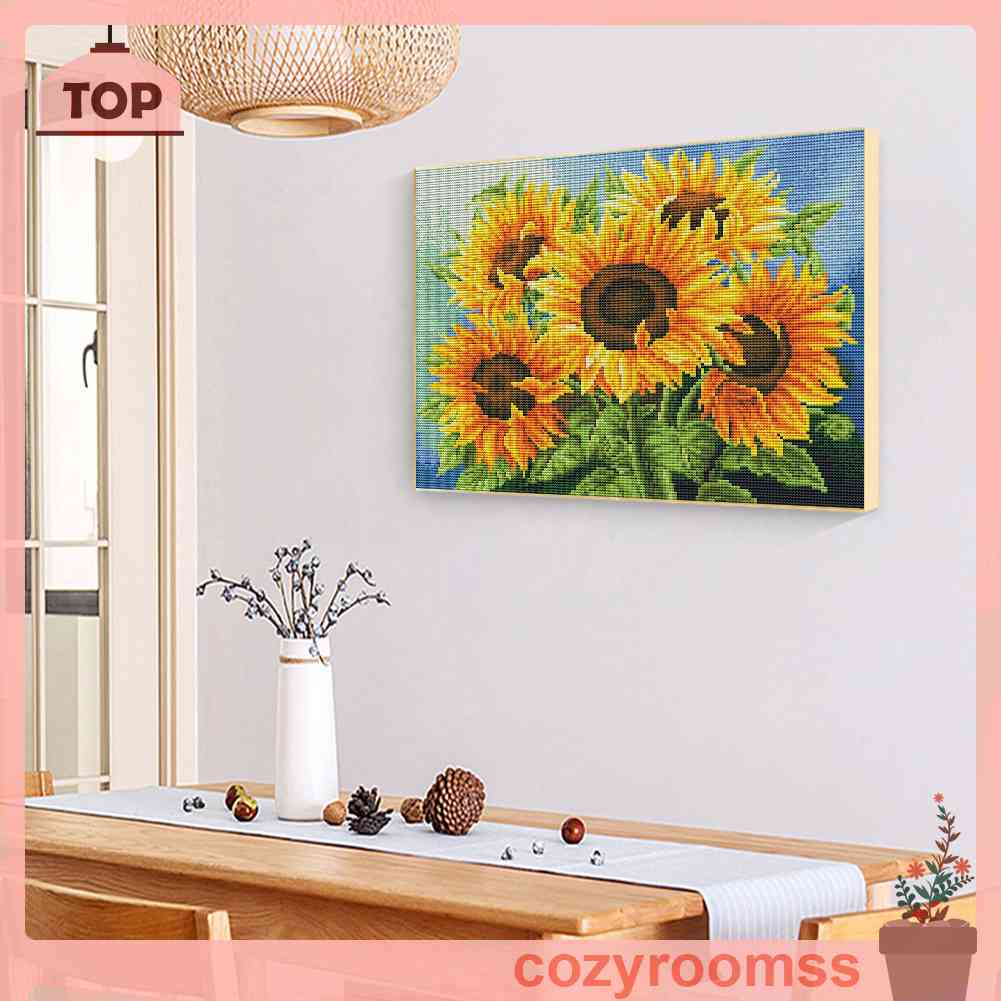 (canvas no printing)  Tranh Thêu Chữ Thập Toàn Bộ 11CT Hình Hoa Hướng Dương