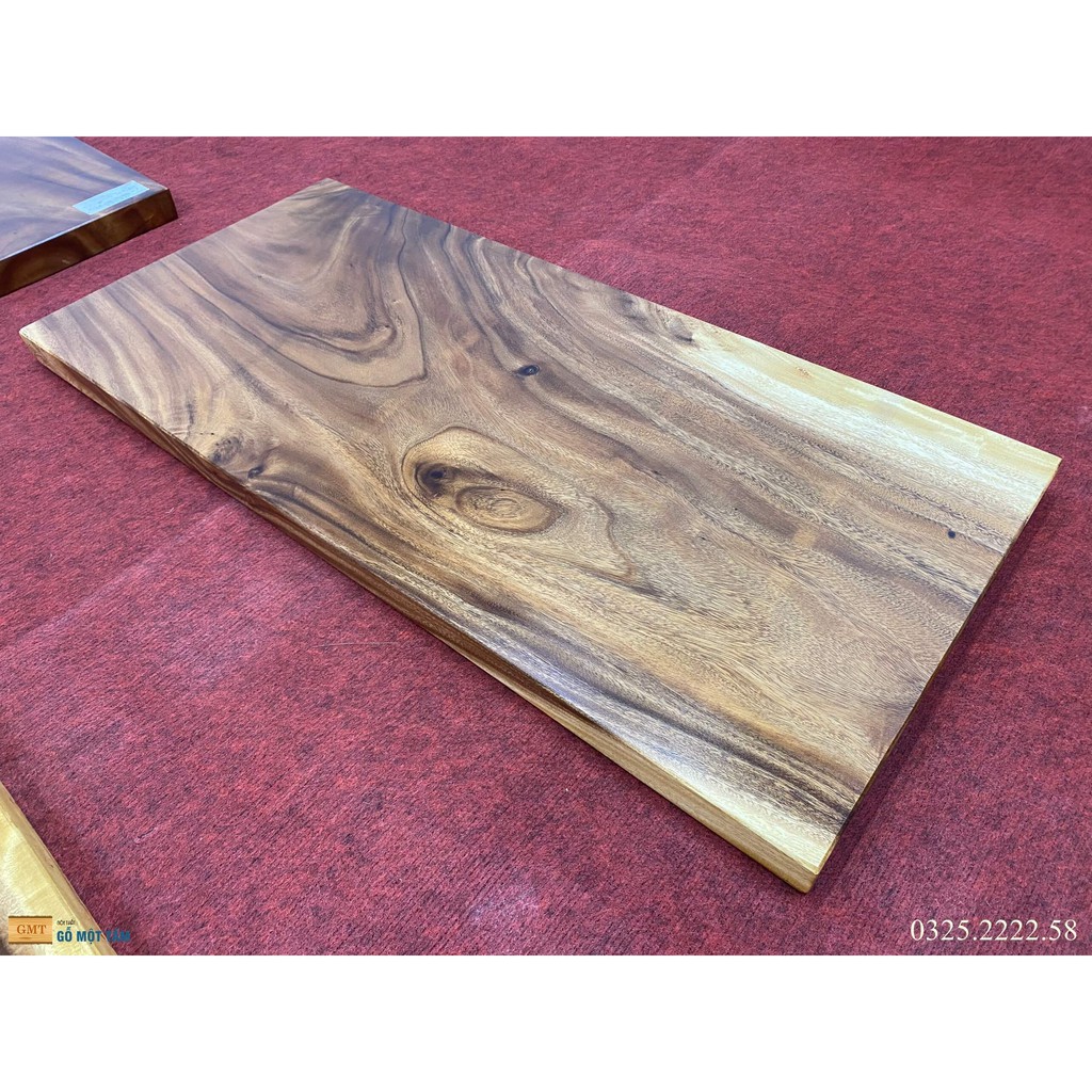Mặt bàn học, bàn sofa gỗ me tây nguyên tấm dài 1,07m rộng 50cm dày 5cm