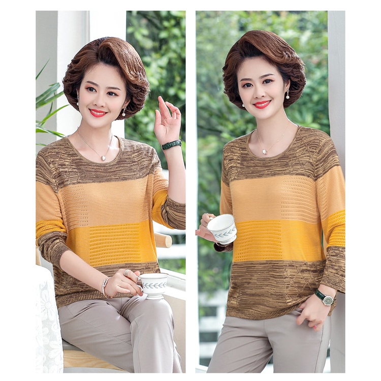 Áo len nữ trung niên, áo len mỏng tay lỡ AL21