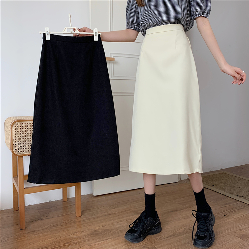 Chân váy midi SUXI dáng chữ A lưng cao màu trơn thời trang cho nữ