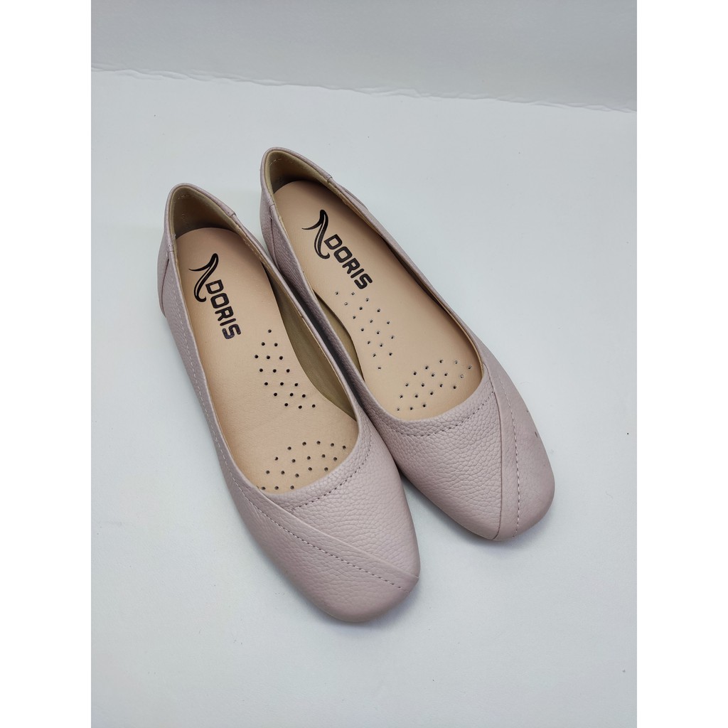 Giày búp bê đế bệt ❤️FREESHIP❤️ da thật mũi vuông  có viền đen DORIS DR003. | BigBuy360 - bigbuy360.vn