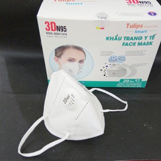 Khẩu trang 3D Tulips N95 - N95.9001VH chống bụi PM2.5 có Van (Loại xịn hàng Việt Nam túi 1)  - UNIV