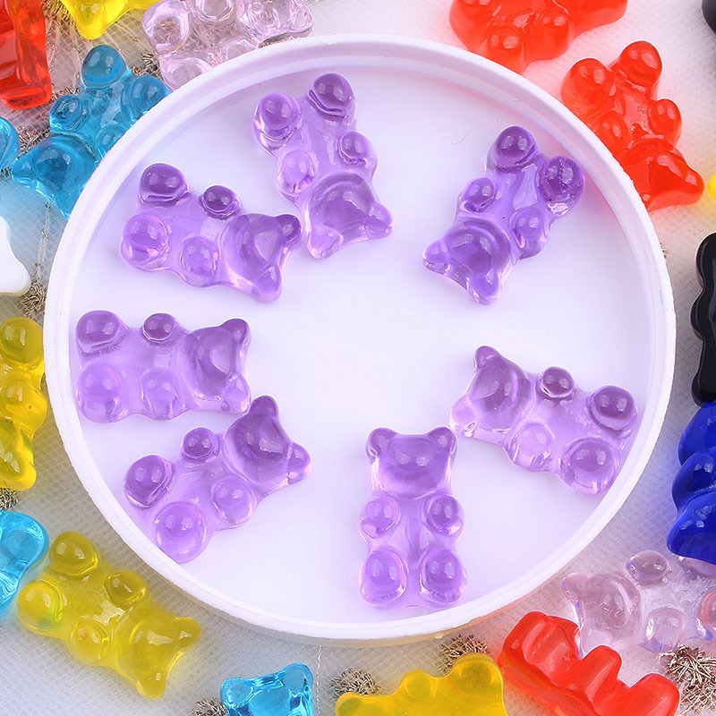 Set 10 Phụ Kiện Trang Trí Ốp Lưng Điện Thoại Trong Suốt Hình Gấu Đáng Yêu