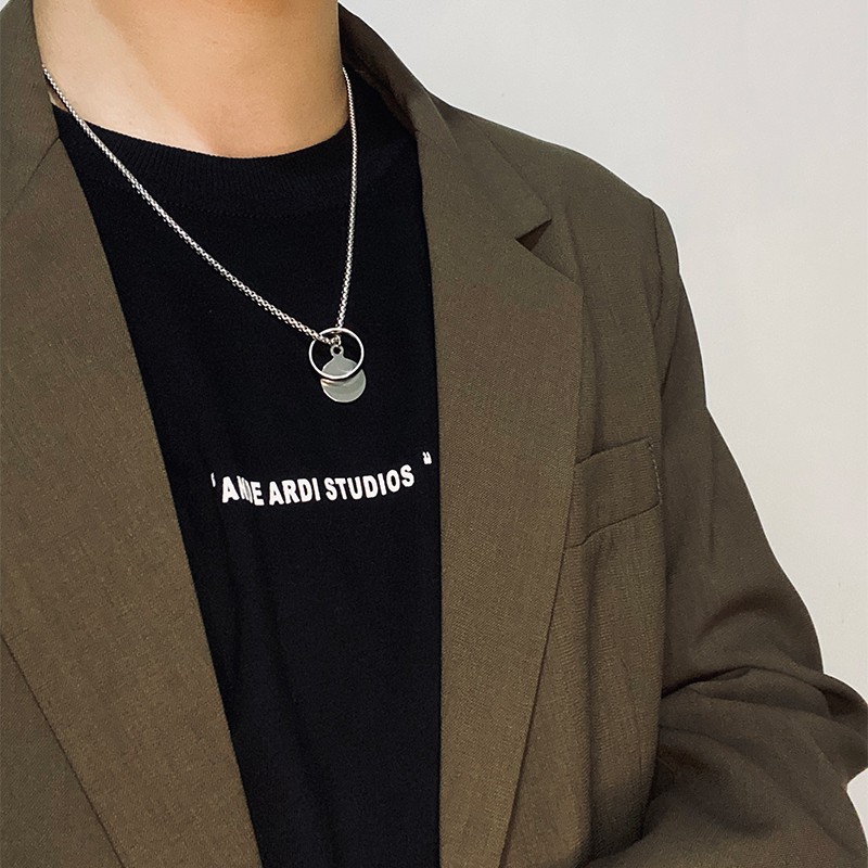 Dây Chuyền Thép Titan Phối Mặt Nhẫn Phong Cách Hip Hop