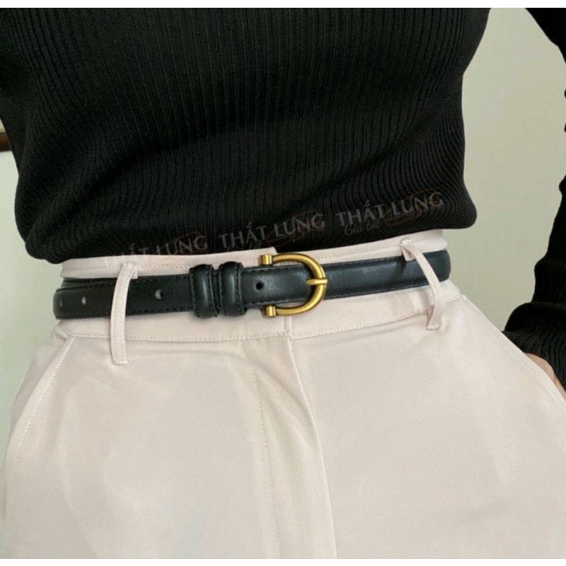 Thắt lưng Unisex mặt đồng bản trung, dây nịt nam nữ, phụ kiện thời trang TL007 - Filibra